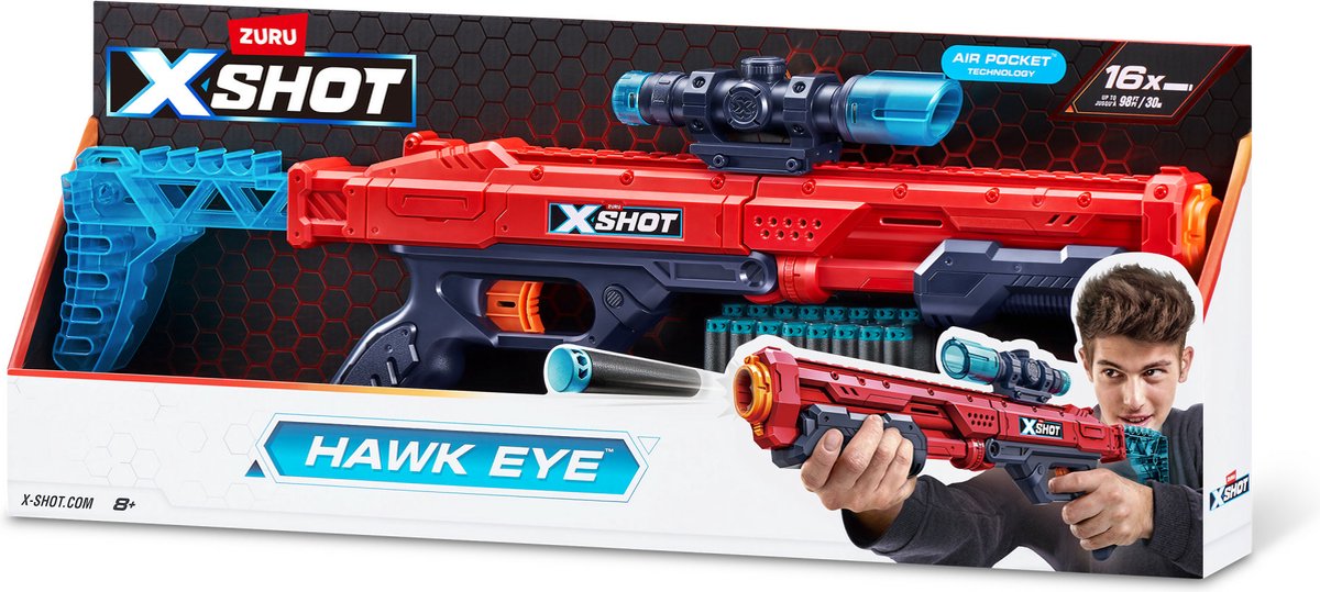 Zuru X- Shot Excel Hawk Eye Blaster avec 16 fléchettes