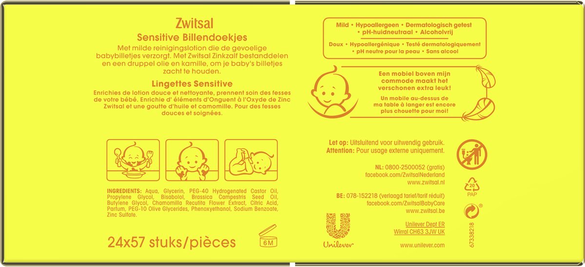 Zwitsal Bébé Lingettes Sensitive - 1368 Lingettes - Pack Zwitsal