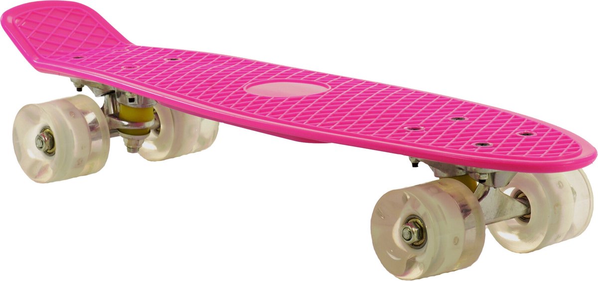 2Cycle Skateboard - Roues LED - 22,5 pouces - Rose-Blanc