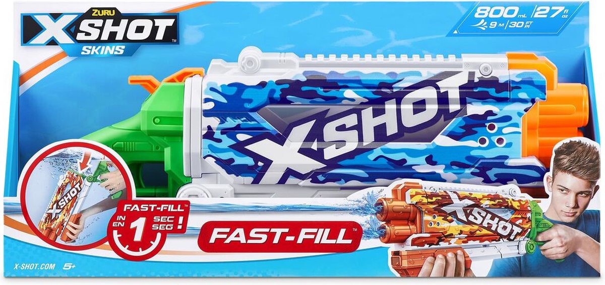 ZURU X- Shot Pistolet à eau à remplissage Fast Skins Pump Action, 500 ml