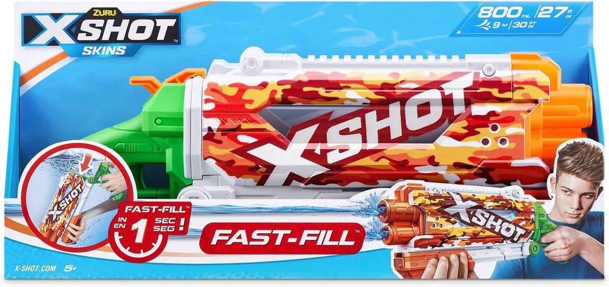 ZURU X- Shot Pistolet à eau à remplissage Fast Skins Pump Action, 500 ml