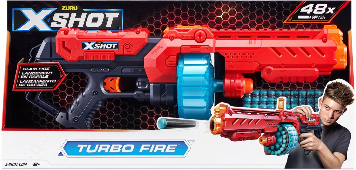 ZURU X- Shot Excel Turbo Fire Blaster - Blaster jouet - 48 fléchettes