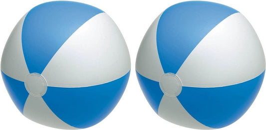 2x balles de plage gonflables bleu / blanc 28 cm jouets - jouets d'extérieur balles de plage - balles gonflables - jouets aquatiques