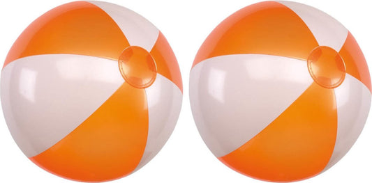 2x Ballons de plage gonflables orange / blanc Jouets 28 cm - Ballons de plage en plein air - Ballons gonflables - Jouets aquatiques