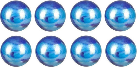 8x Blue Jay mega billes 42 mm - Grandes billes bleues en filet - Jouets de plein air