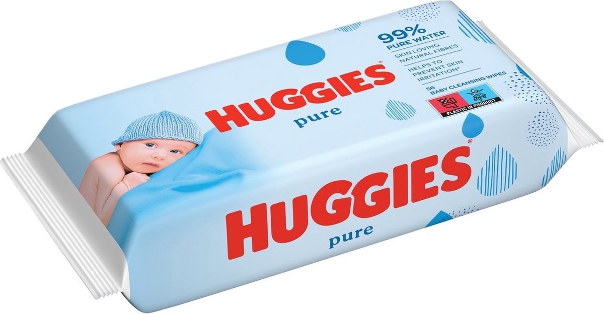 10x Huggies Lingettes Pure 99% Water 56 lingettes