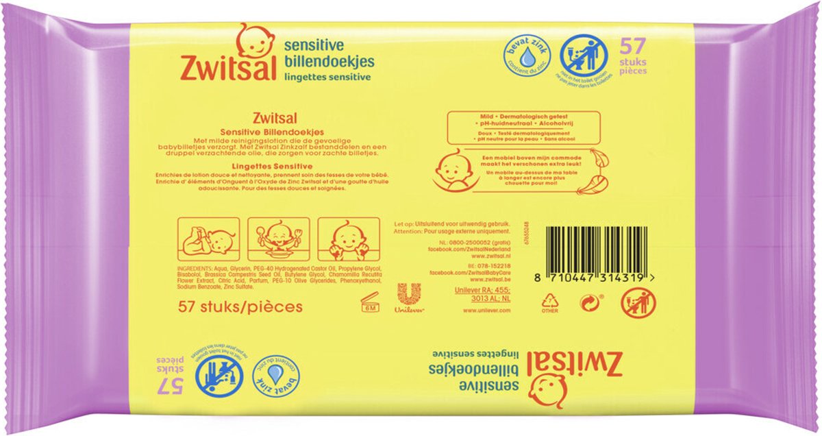 Zwitsal Bébé Lingettes Sensitive - 1368 Lingettes - Pack Zwitsal