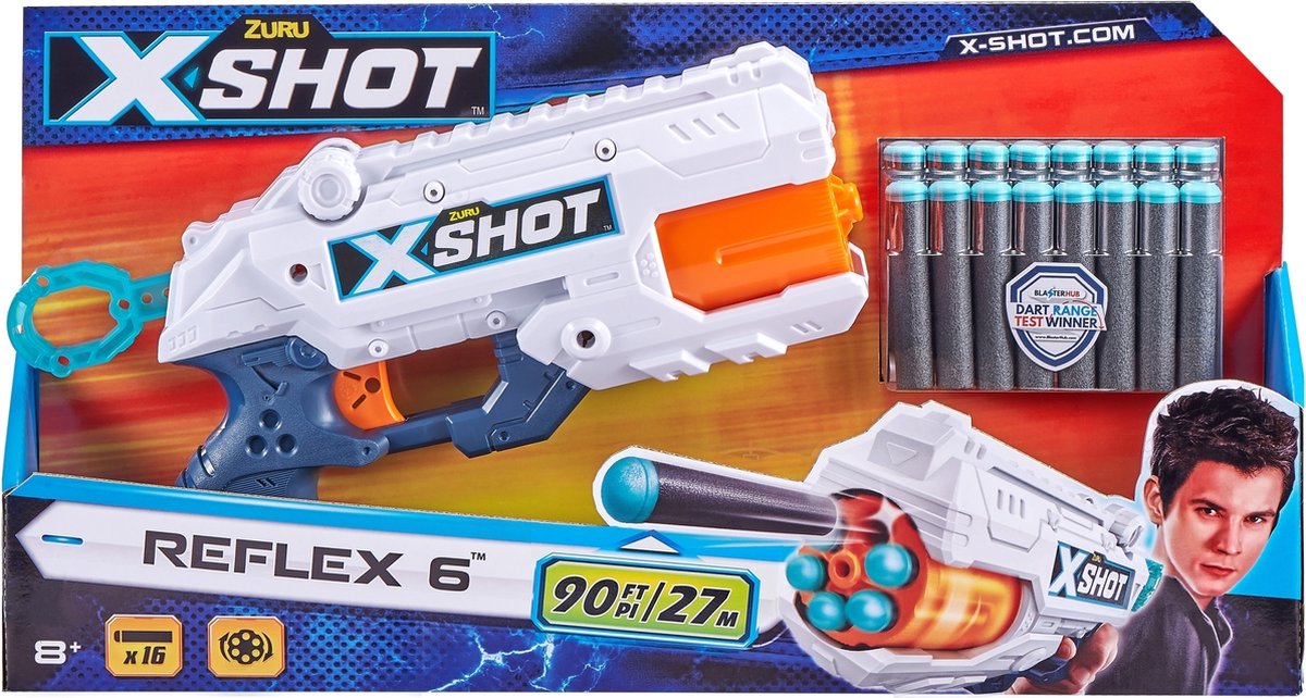 ZURU X- Shot Reflex 6 Blaster + 16 Fléchettes