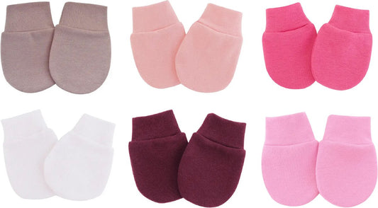 6 paires - Moufles anti-rayures Bébé - Rose Beige Mix - Moufles anti-rayures 0-2 mois