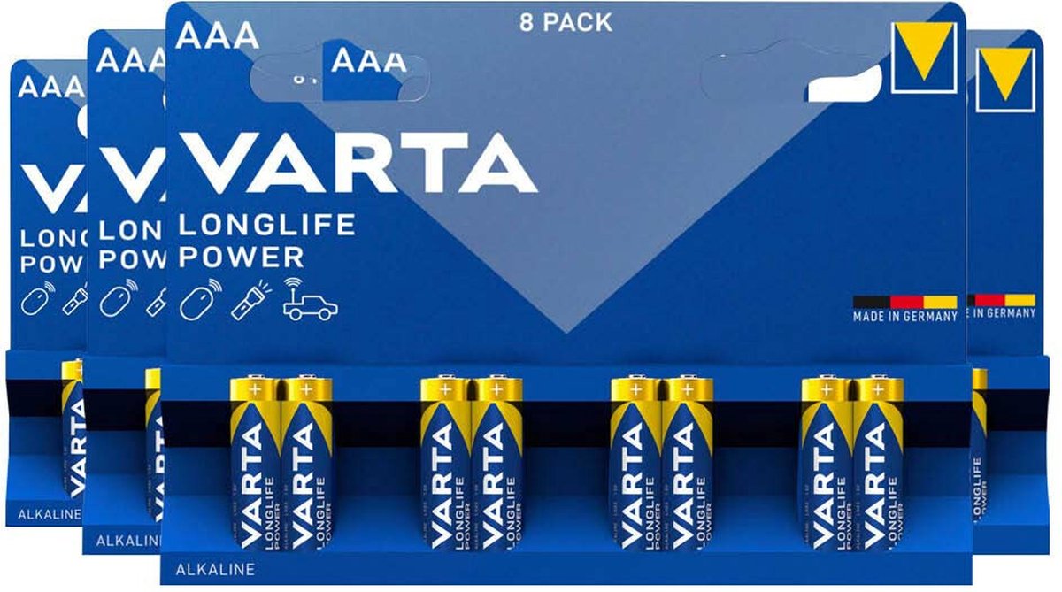 4x Piles alcalines Varta Longlife Max Power AAA 8 pièces