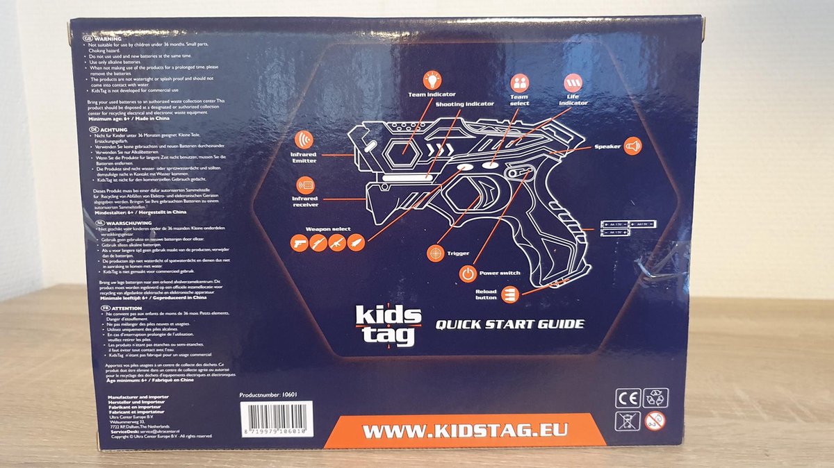 2 pistolets laser + 2 gilets vapeur d'eau laser tag - Pistolets laser KidsTag pour enfants à partir de 6 ans