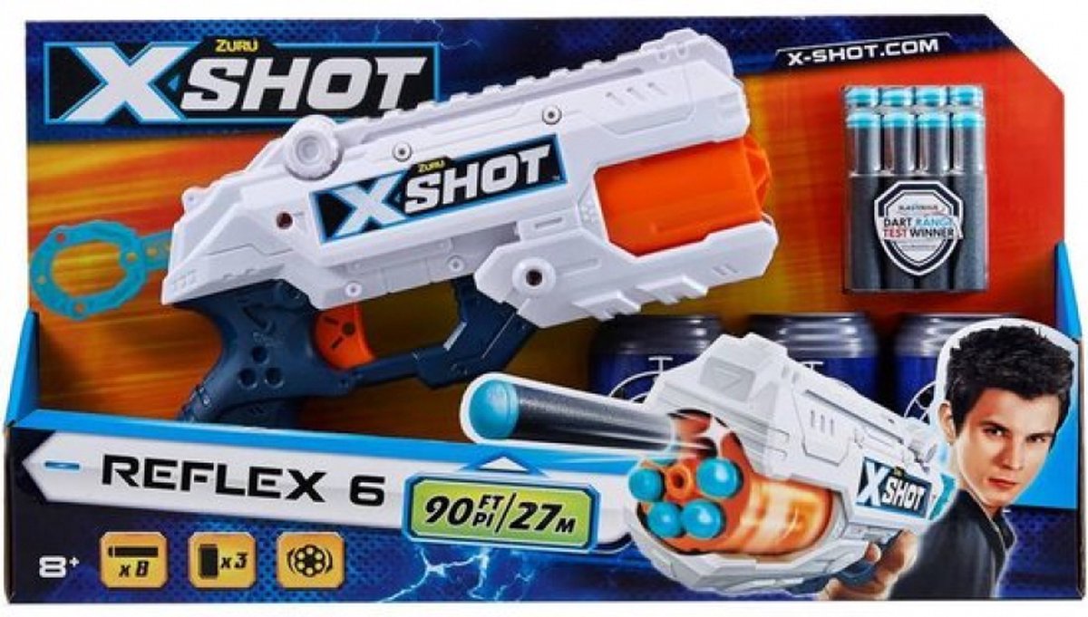 ZURU X- Shot Reflex 6 Blaster + 16 Fléchettes