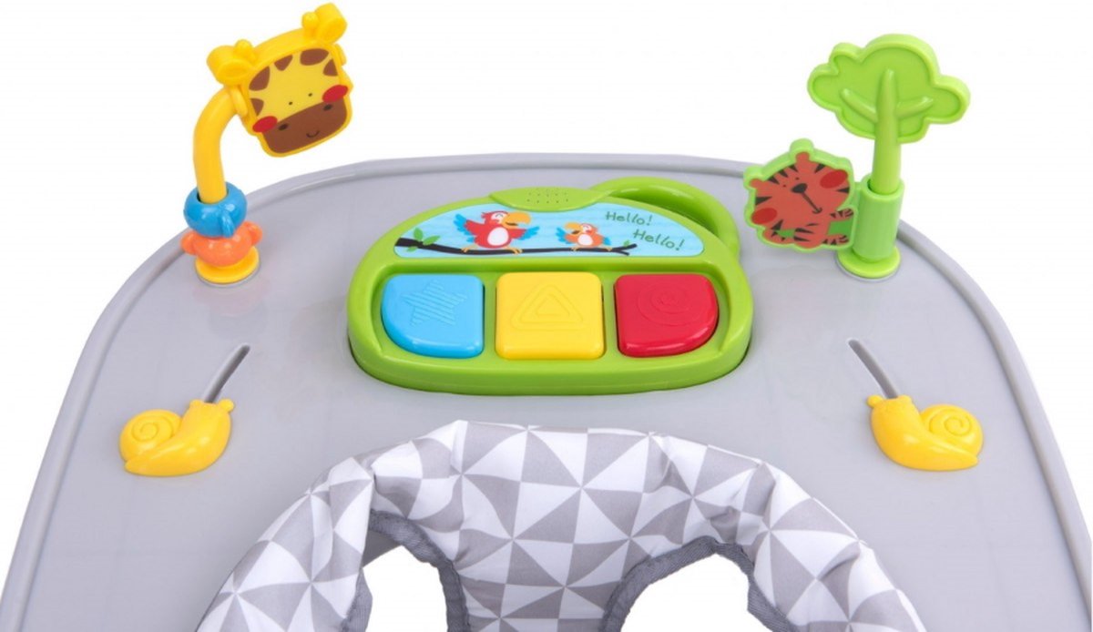 4Baby Walk 'n Push Gris Trotteur, support premier pas avec panneau de jeu et très maniable, Grijs 7039