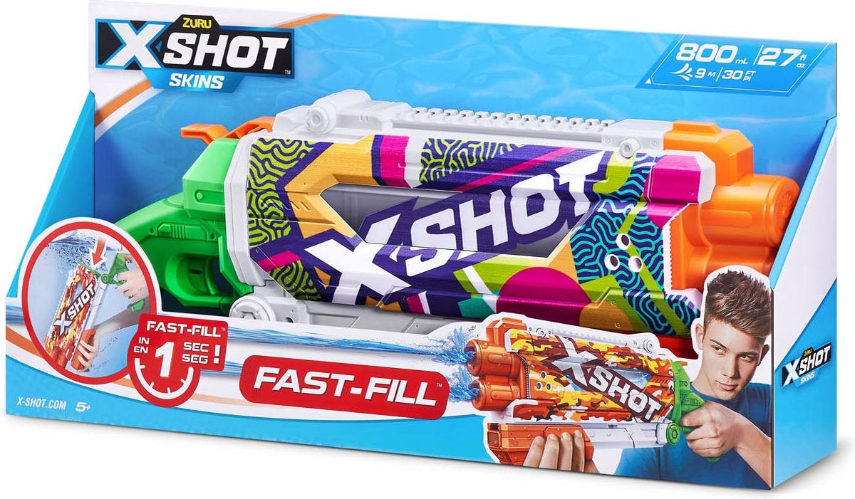 ZURU X- Shot Pistolet à eau à remplissage Fast Skins Pump Action, 500 ml