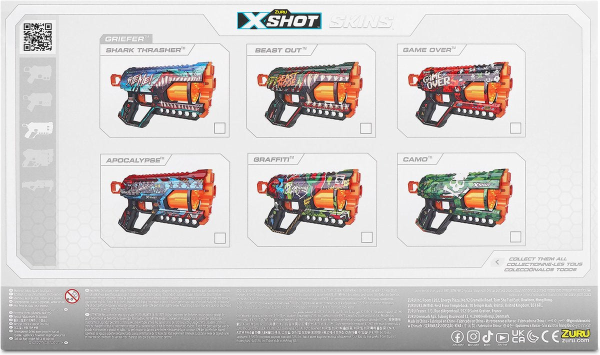 ZURU X- Shot Skins Griefer avec 12 fléchettes