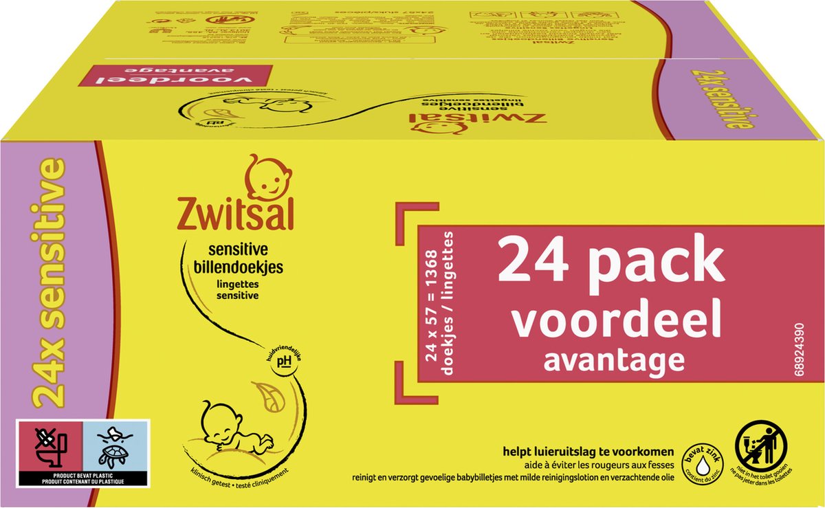 Zwitsal Bébé Lingettes Sensitive - 1368 Lingettes - Pack Zwitsal