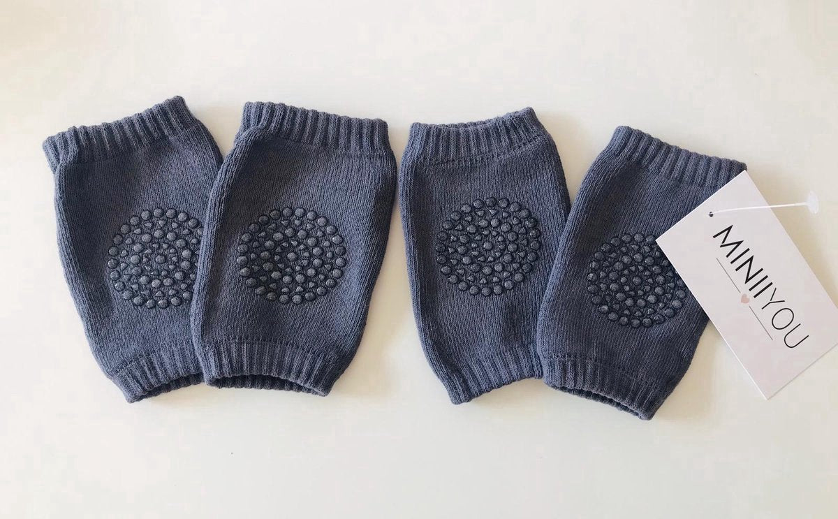 4 Paires - Chaussettes Genoux Bébé Gris Foncé - Gris Clair - Protections antidérapantes rampantes