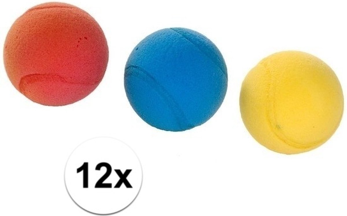 12x mousse / boules souples colorées 7 cm