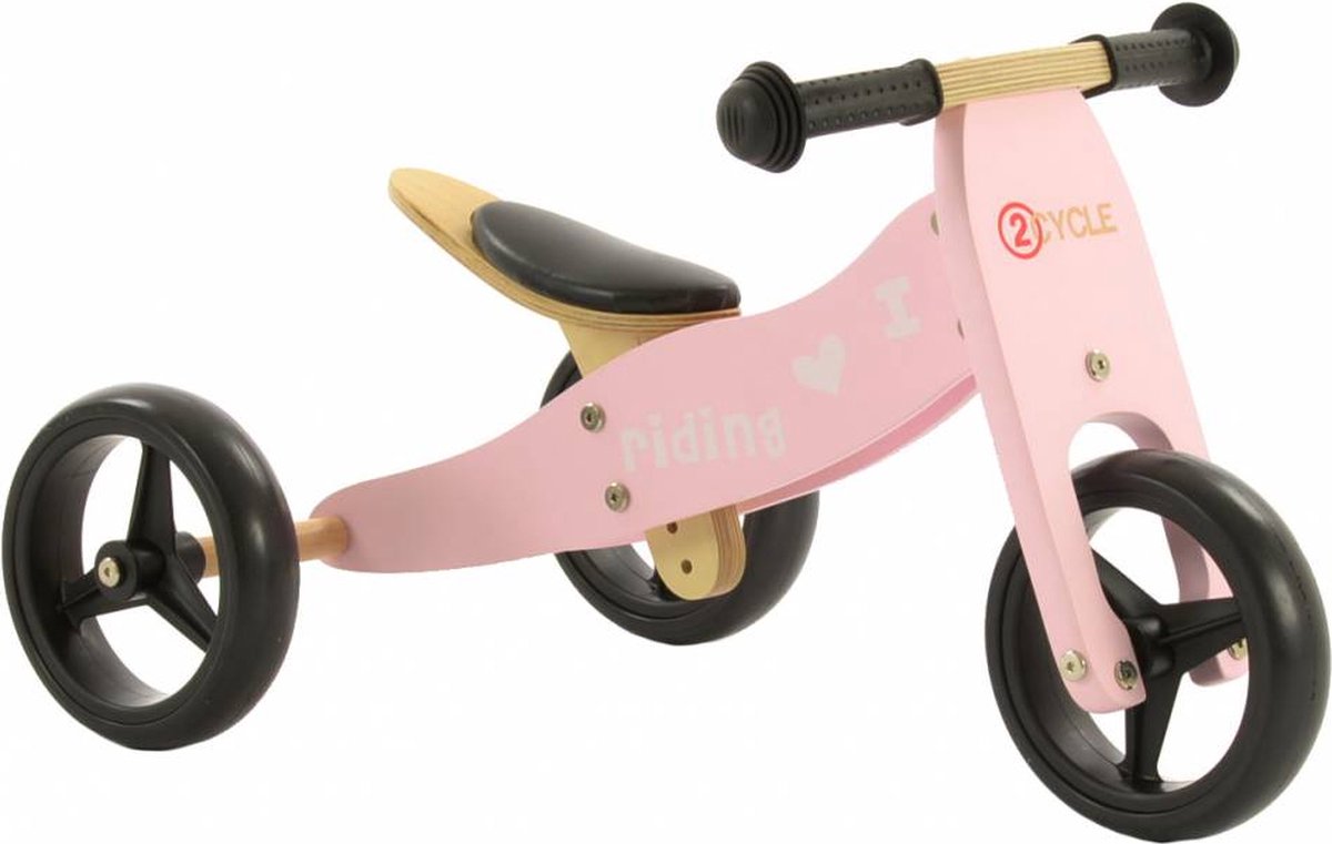 2Cycle Draisienne 2 en 1 - Tricycle - Bois - 1 An - Rose - Balance