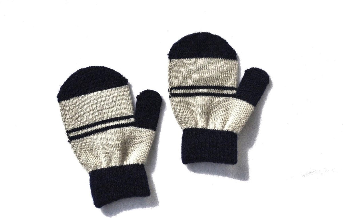 2 paires - mitaines bébé garçon (6-12 mois) - rayures gris blanc noir - gants garçon