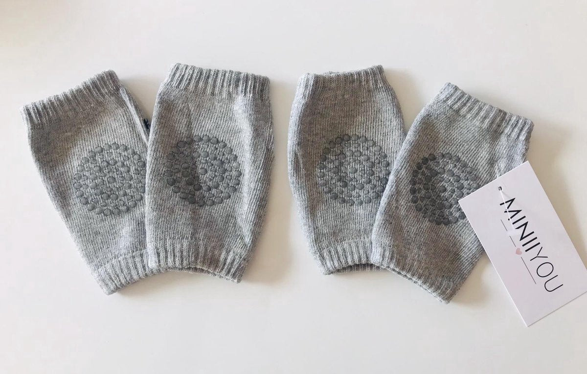 4 Paires - Chaussettes Genoux Bébé Gris Foncé - Gris Clair - Protections antidérapantes rampantes