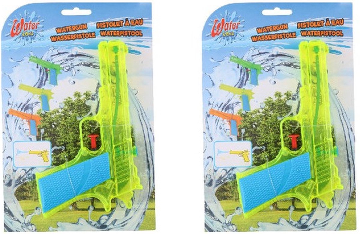 3x pistolets à eau / pistolet à eau jaune petit de 18 cm jouets pour enfants - jouets à eau en plastique