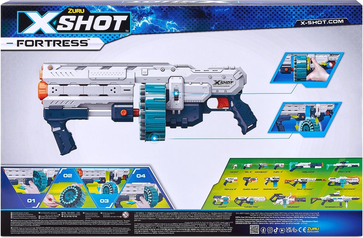 ZURU X- Shot Fortress - Blaster - 48 fléchettes