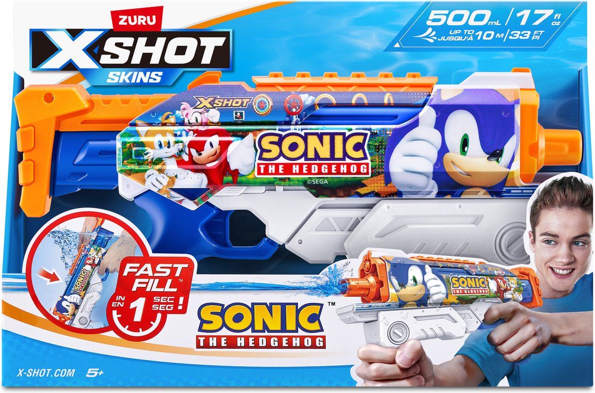 ZURU - XSHOT - Water - Skins à remplissage Fast Sonic The Hedgehog Hyperload Water Blaster de ZURU