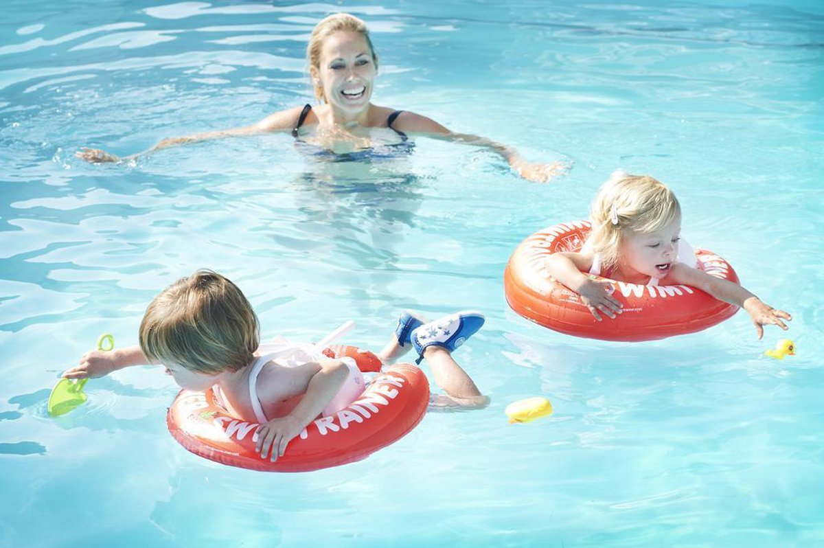 2 x SWIMTRAINER RED (de 3 mois à 4 ans) + POMPE À MAIN LIBRE (Homologation: CE - TüV- EN 13138-1: 2014)