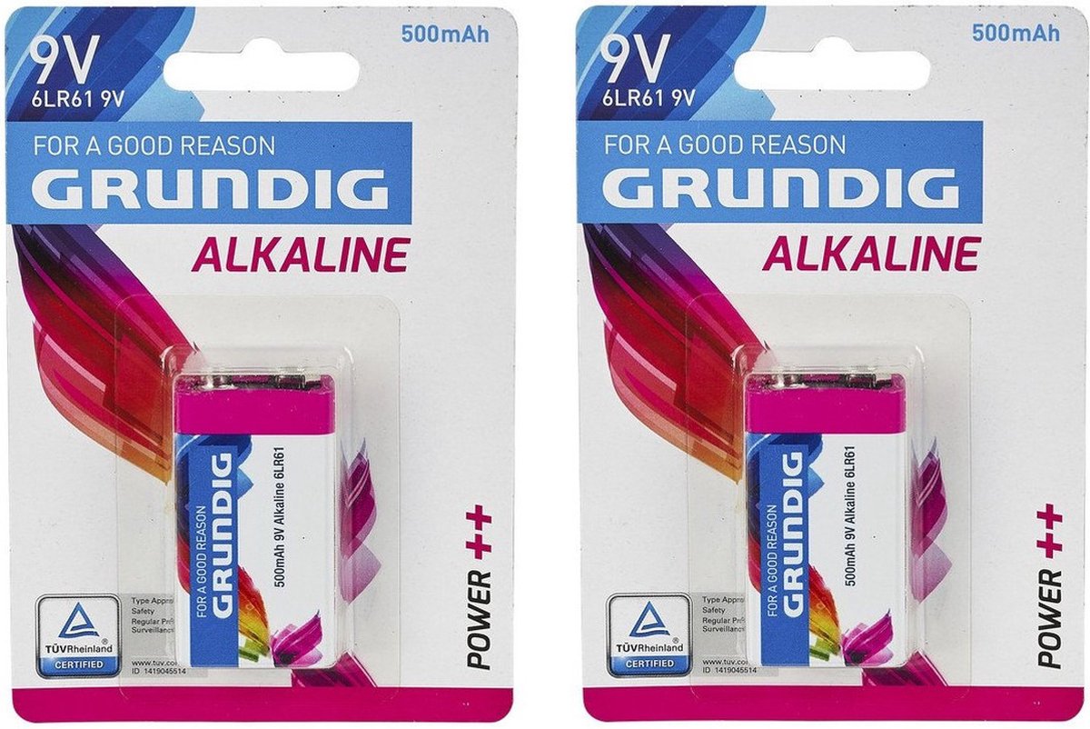 4x pièces Grundig V9 Plus pile alcaline - LR61 - 9 Volt Block batteries