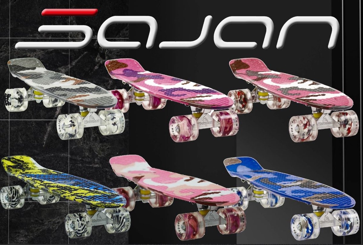 2Cycle Skateboard - Roues LED - 22,5 pouces - Zwart