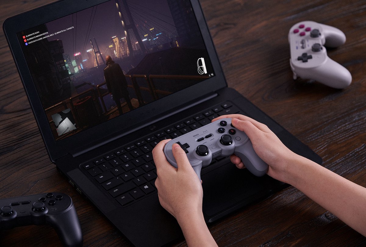 8Bitdo Pro2 Gris Bluetooth/USB Manette de jeu Analogique/Numérique Nintendo Switch, Nintendo Switch Lite, PC