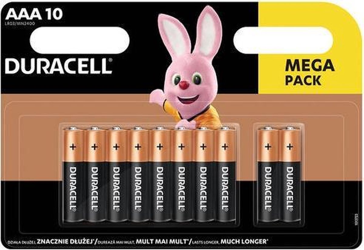 10 pièces - Duracell MEGA PACK LR03 / AAA / R03 / MN 2400 1.5V pile alcaline