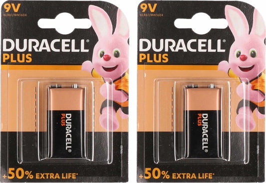 2x batterie Duracell bloc 9 volts - batteries - blocs haute énergie / 9V