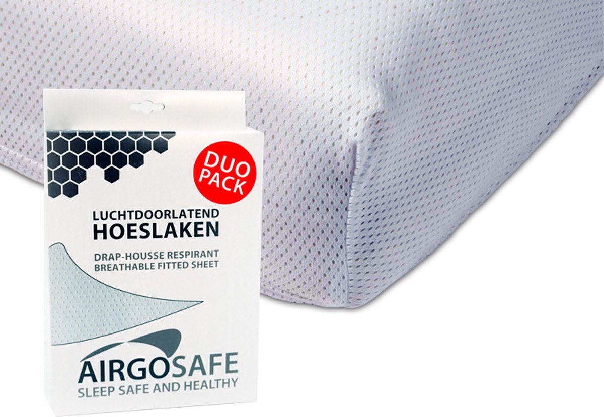 ABZ - Drap housse Airgosafe 60x120 cm DUO PACK - Blanc