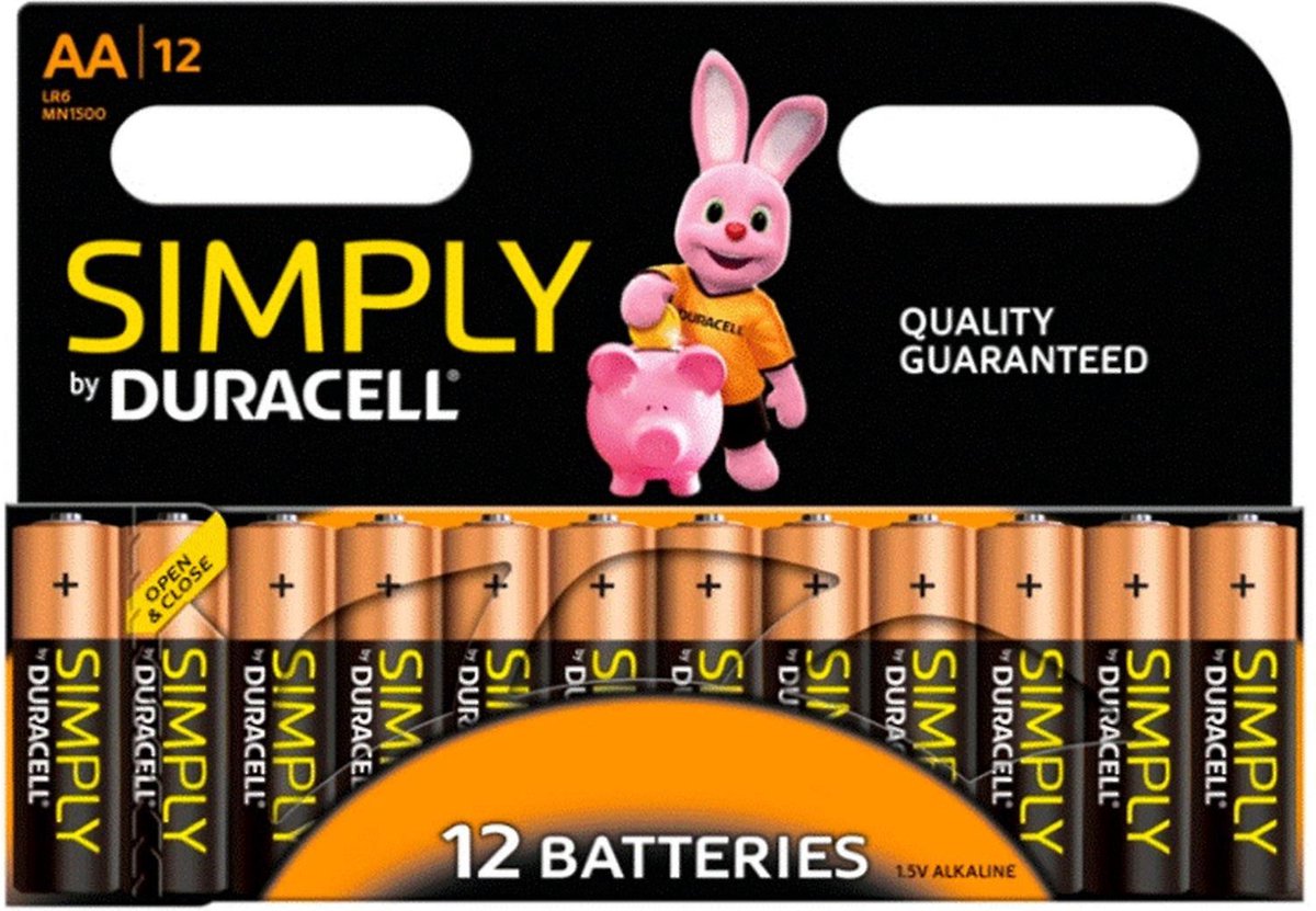 24 pièces (6 blisters de 4 pièces) Piles Duracell AA SIMPLY