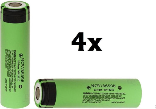 4 pièces - Flat Top - Panasonic 3350mAh NCR18650B 3.7V 6.7A 18650 batterie