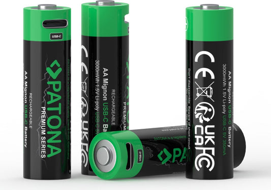 4 piles rechargeables AA, connexion USB-C - 1,5V - 2000mAh