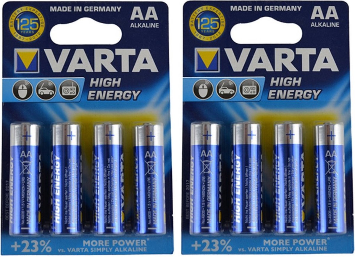 8 piles alcalines AA Varta haute énergie 1,5 V - LR6 8x pièces