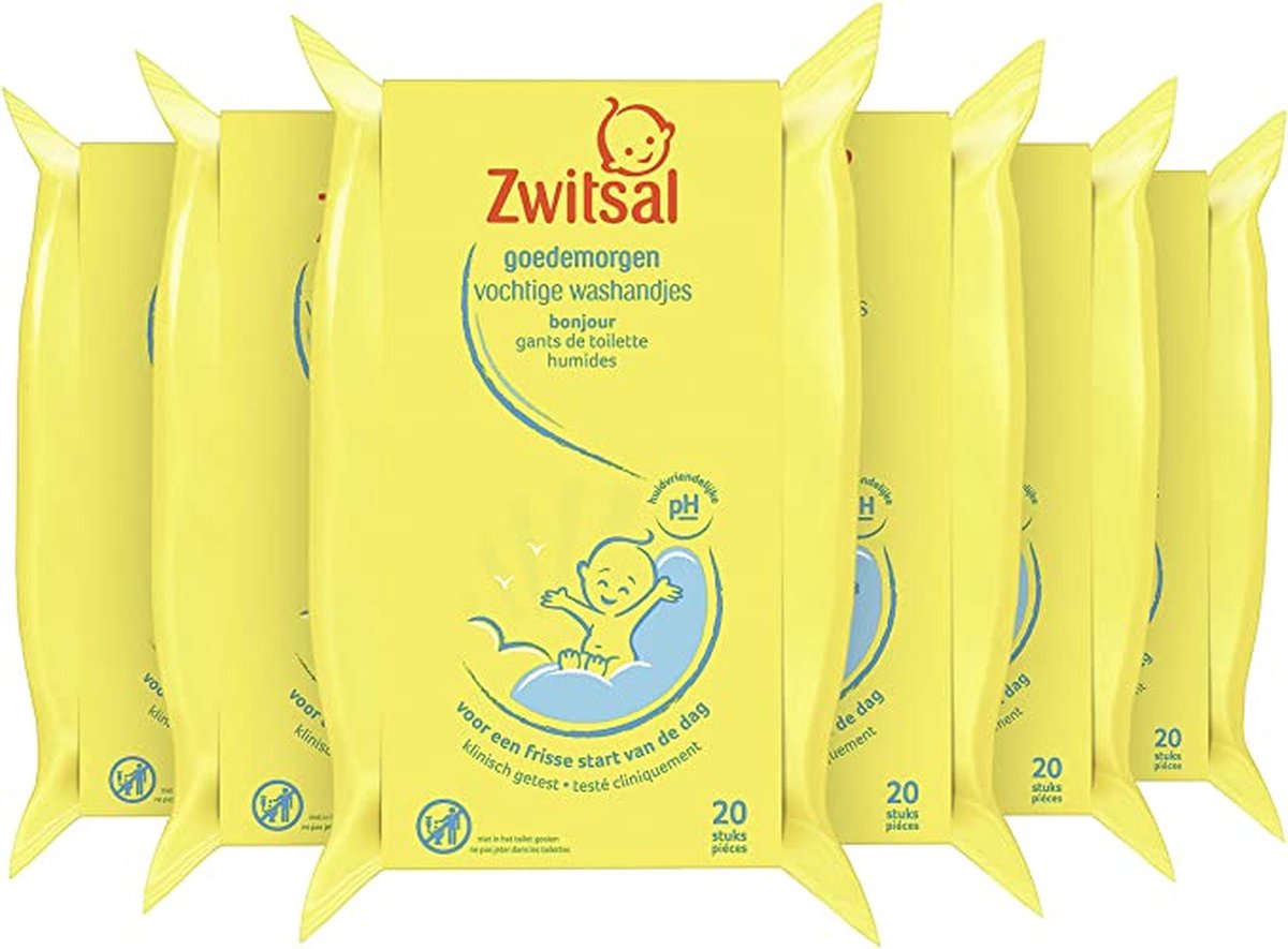 Zwitsal Good Morning Bébé Moist Débarbouillettes pour un nouveau départ dans la journée - 6 x 20 pièces - Emballage avantageux