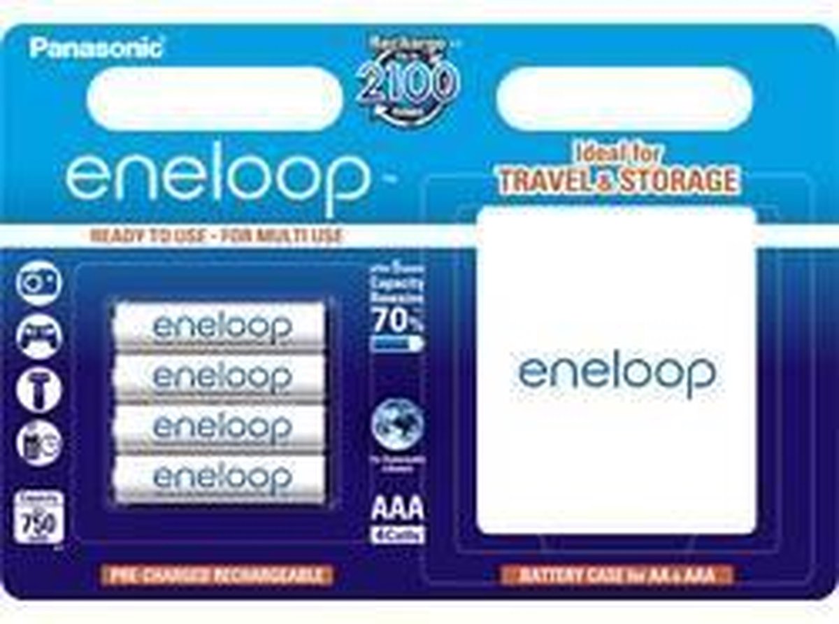 1x4 Panasonic Eneloop Micro AAA 750 mAh + boîtier de batterie