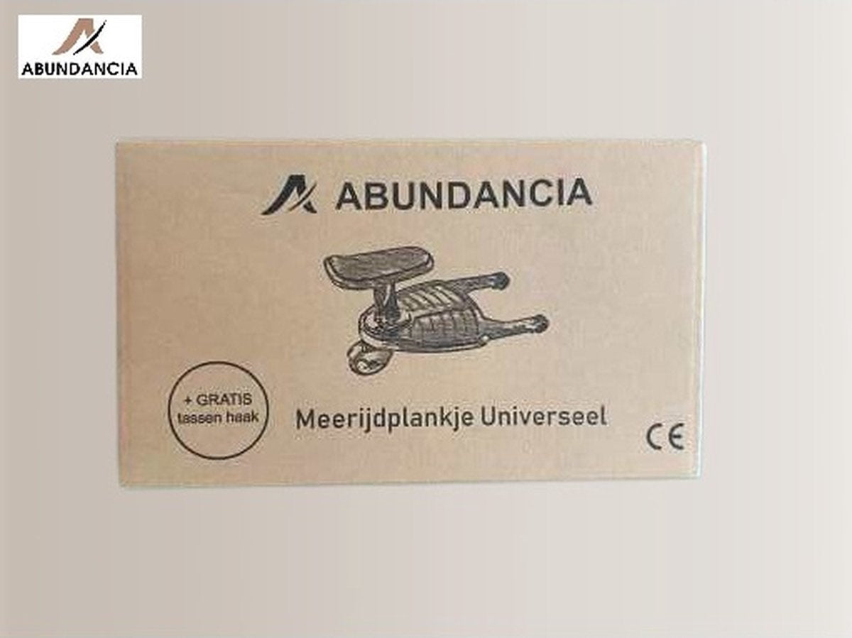 Abundancia® - Planche à roulettes universelle - Avec siège - Incl. crochet pour sac d'une valeur de 8,95 € - Pour landau/buggy - Axe maximum 2,7 cm - Zwart - 1 Roue