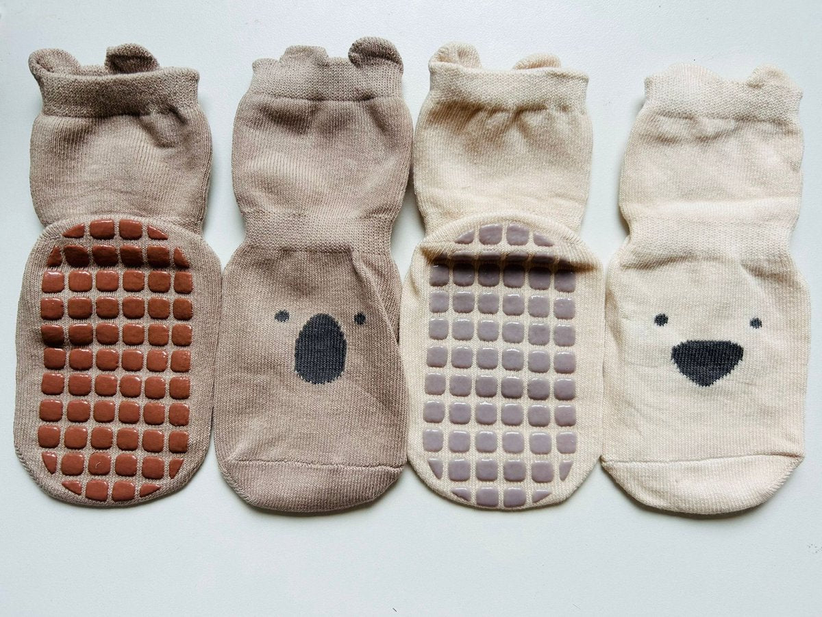 3 Paires - Chaussettes Antidérapantes Bébé - Chien Koala - 1-3 ans