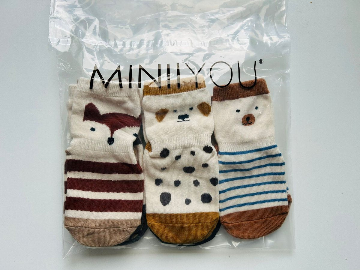 5 Paires de chaussettes antidérapantes - Fox Penguin Bear Dog - 1-4 ans