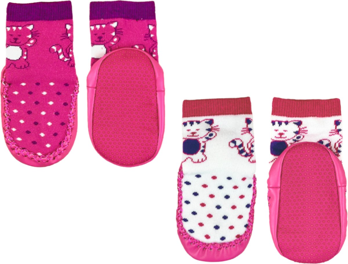 2 Paires de Chaussons Bébé - Pantoufles femmes Filles - Chats - Taille 17/18