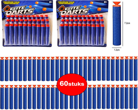 60 fléchettes avec ventouse - adaptées aux pistolets Nerf - Elite Darts - 2 packs de flèches