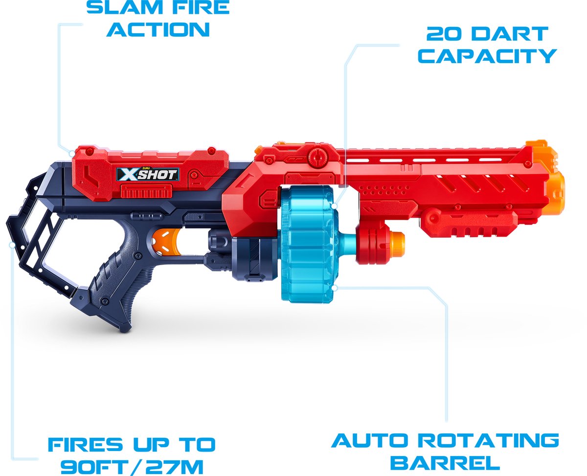 ZURU X- Shot Excel Turbo Fire Blaster - Blaster jouet - 48 fléchettes