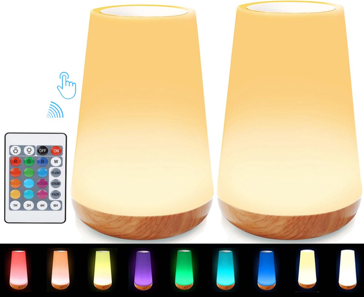 2 pièces - veilleuse pour adultes - lampe de table - veilleuse rechargeable USB enfants - lampe de lecture - Lumière de réveil - Lampe d'ambiance - Éclairage LED - lampe de chevet pour bébé, enfants & adultes - dimmable - commande tactile - 15 CM