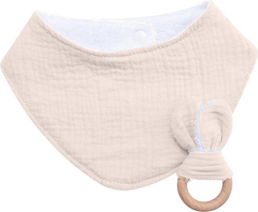 2 pièces Bébé Ensemble - cadeau bavoir 100% Katoen et Eco bois Teether PLUS LIBRE EN BOIS HOCHET