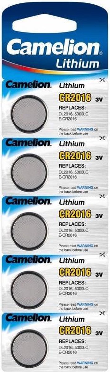 5x piles bouton au lithium CR2016 3V Camelion - Piles plates 5x pièces